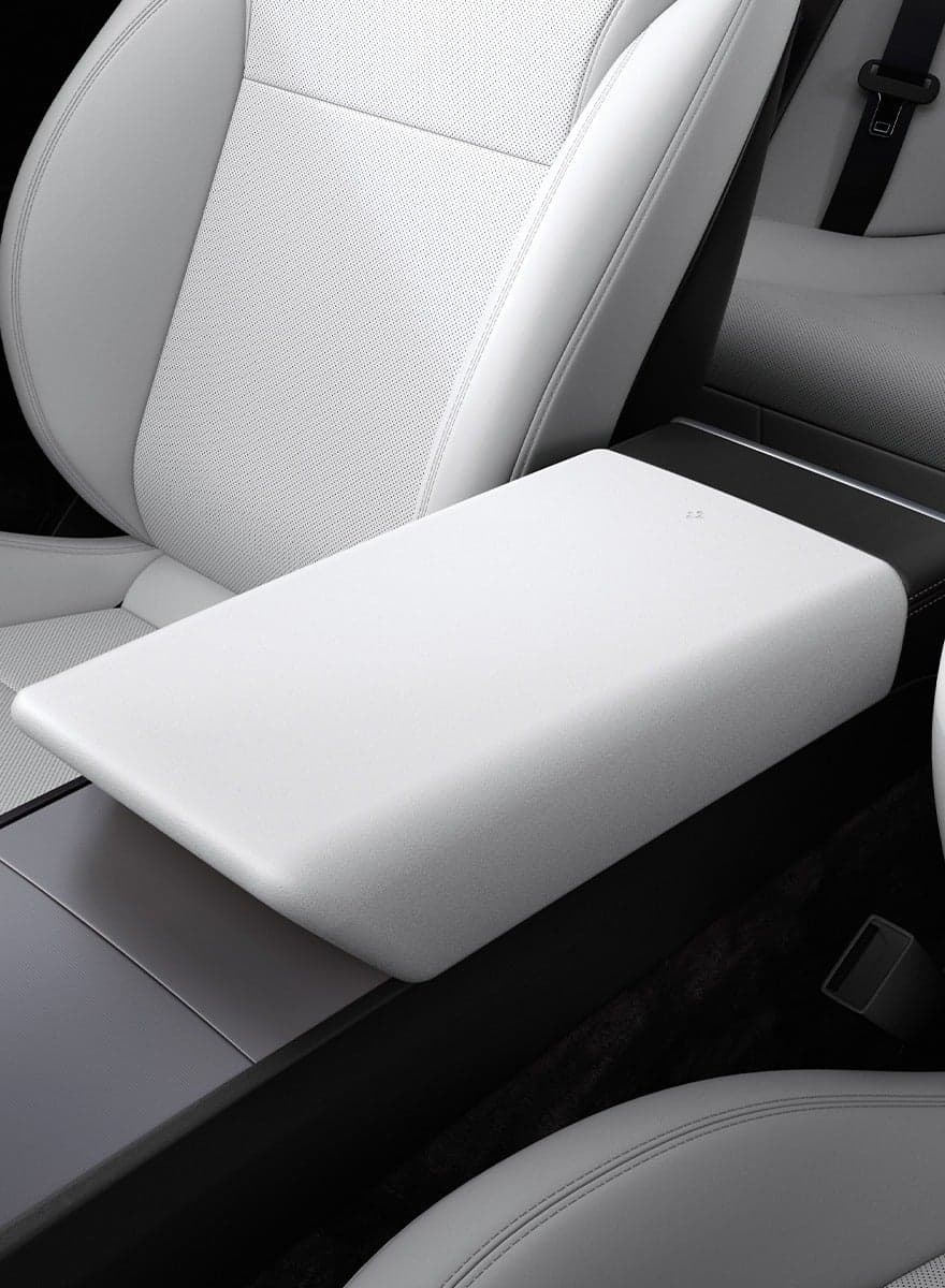Center Console Non-Slip Armrest Cover for Tesla Model Y Juniper 2026/2025) and Model 3 Highland (2026/25/24) Standard, Premium & Performance Models - White