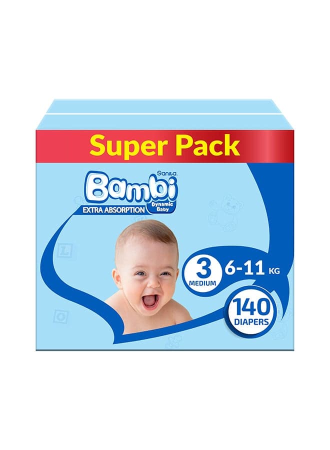 Baby Diapers Medium Size 3 (6-11 kg) Super Pack