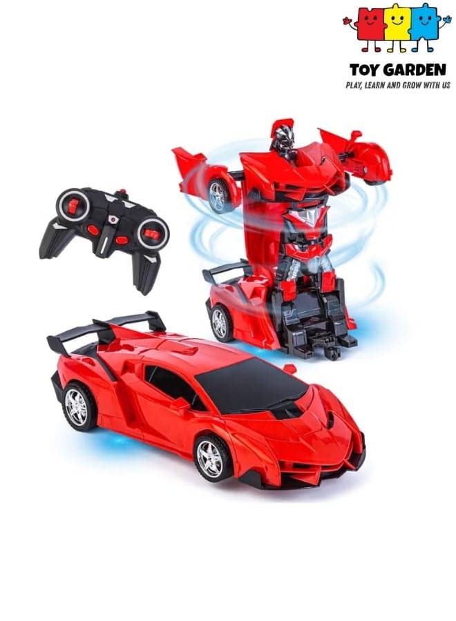 Transformer Cars RC Toy for Boys | Remote Controlled Deformed Car with Electric Racing Features | Ideal Birthday Gift | Red
