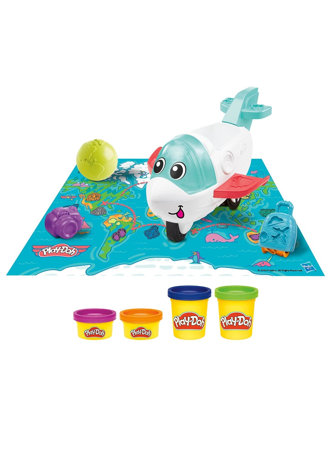 Airplane Explorer Starter Set, Preschool Toys for 3 Year Old Girls & Boys & Up with Jet, World Map Playmat, 3 Accessories, & 4 Modeling Compound Colors