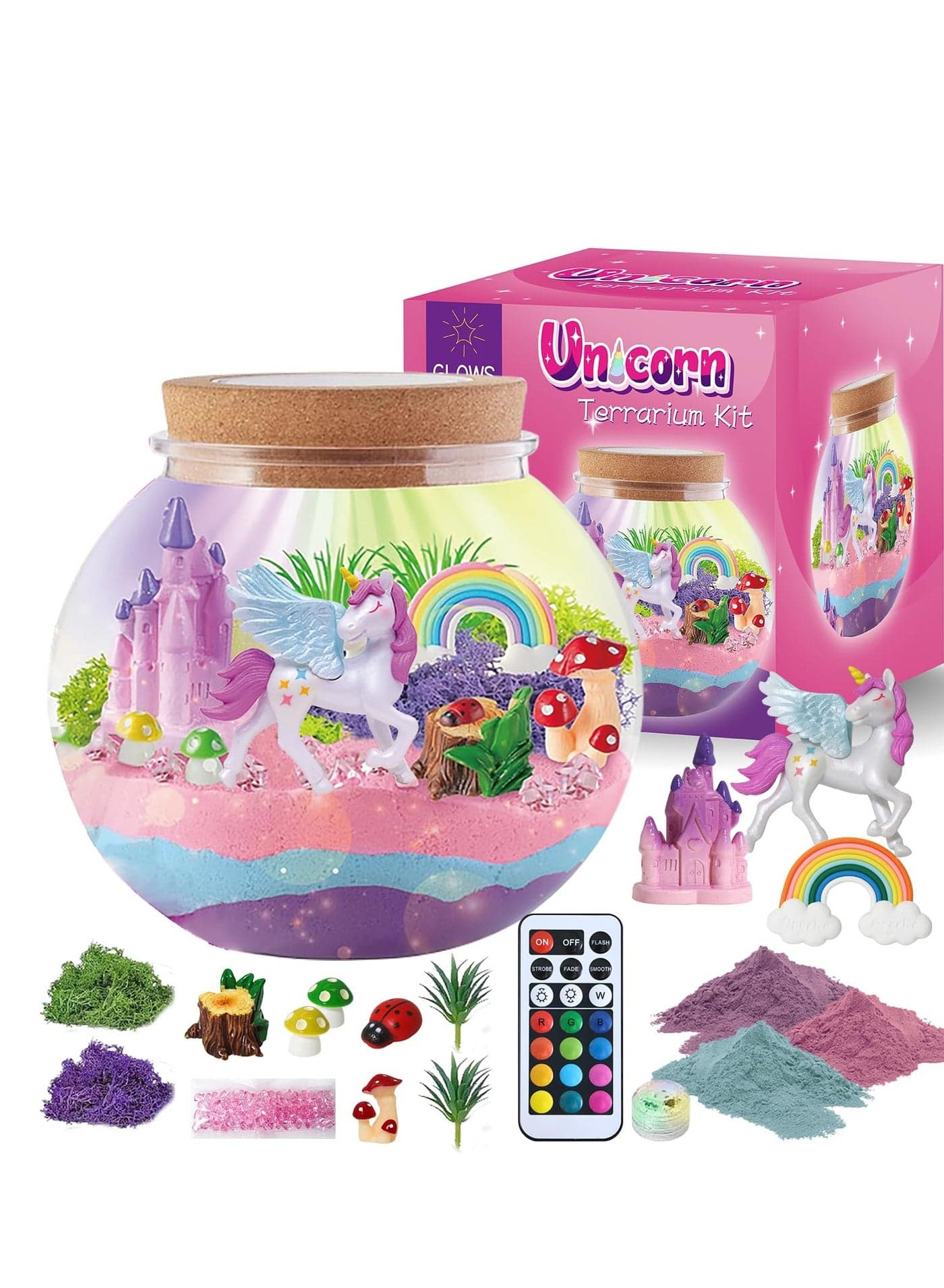 Unicorn Terrarium Kit, Kids Luminous Unicorn Toys, DIY Arts and Crafts Set, Crystal Ball Lamp, LED Night Light, Birthday Gift for Kids Boys Girls