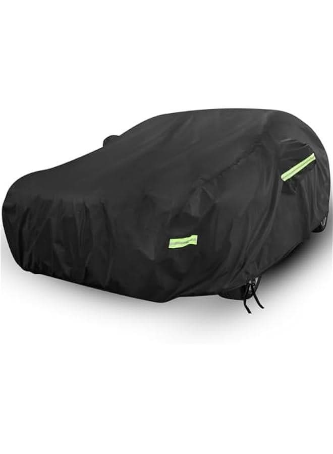 Car Cover All Weather Full Cover for Car Waterproof & Windproof & UV Protection Scratch Resistant Outdoor Cover with Reflective Strips Universal Gray Car Cover for SUV (Black,XL)