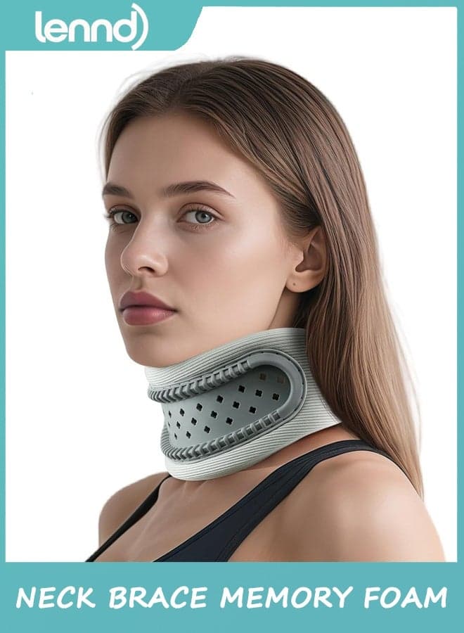 Neck Brace,Support Cervical Collar,Relieve Cervical Pain&Pressure,Soft Skin-Friendly Fabric,Memory Foam Wrapped in Silicone Breathable Hard Frame,One Size for Men&Women(Space Gray)