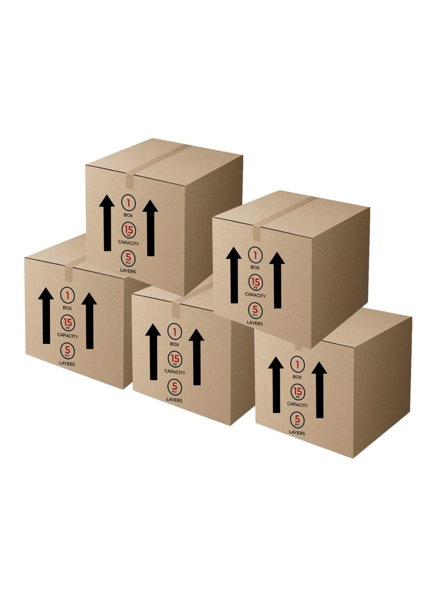 GINI Carton 5‑Ply Heavy‑Duty Corrugated Box 45X45X45CM Pack of 5