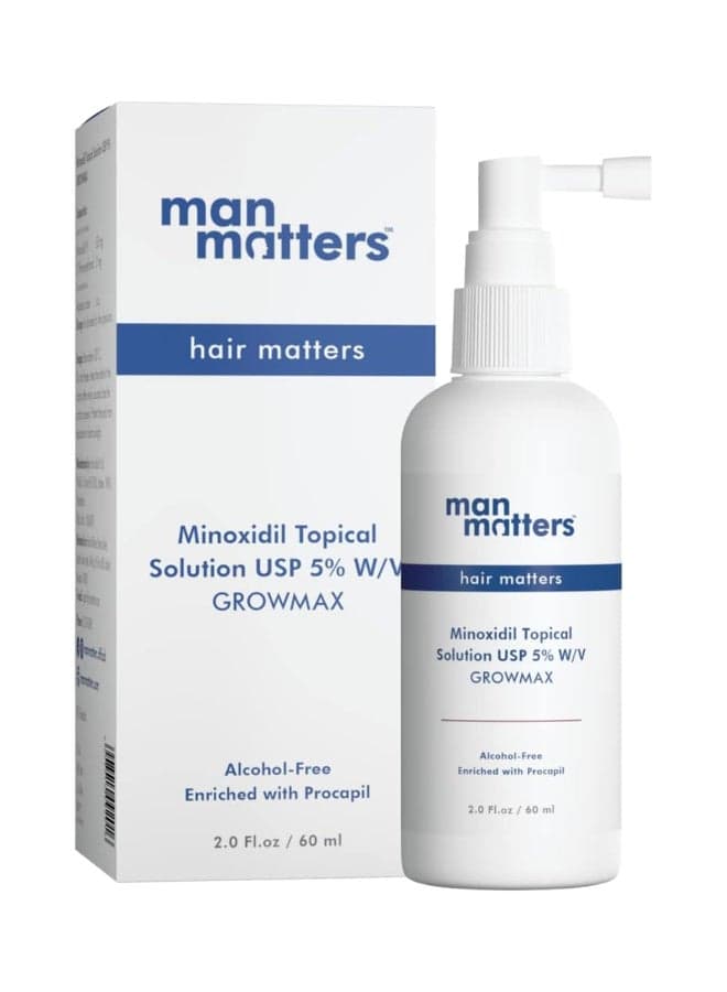 Minoxidil 5% Solution Serum For Men With Procapil I Controls Hair Loss, Thinning I Revitalise Hair And Beard Regrowth I Alcohol Free, Non-Sticky, Unscented I Extra Strength I 60 Ml
