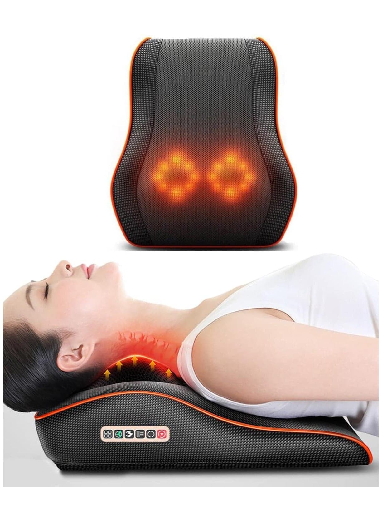 Back & Neck Massager with Cervical Spine Pillow – Full Body Muscle Pain Relief for Neck, Waist, Shoulders, and Lumbar – Perfect for Chairs & Cars