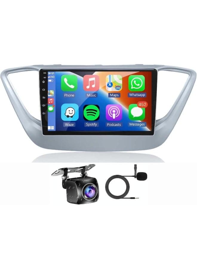 Fit Hyundai ACCENT Car Stereo Accent Android Screen 2017-2023 With Apple Carplay Android Auto Wireless WiFi DSP FM&AM BT AHD Camera Included Fast Interface (2+32GB Carplay 4CORE)