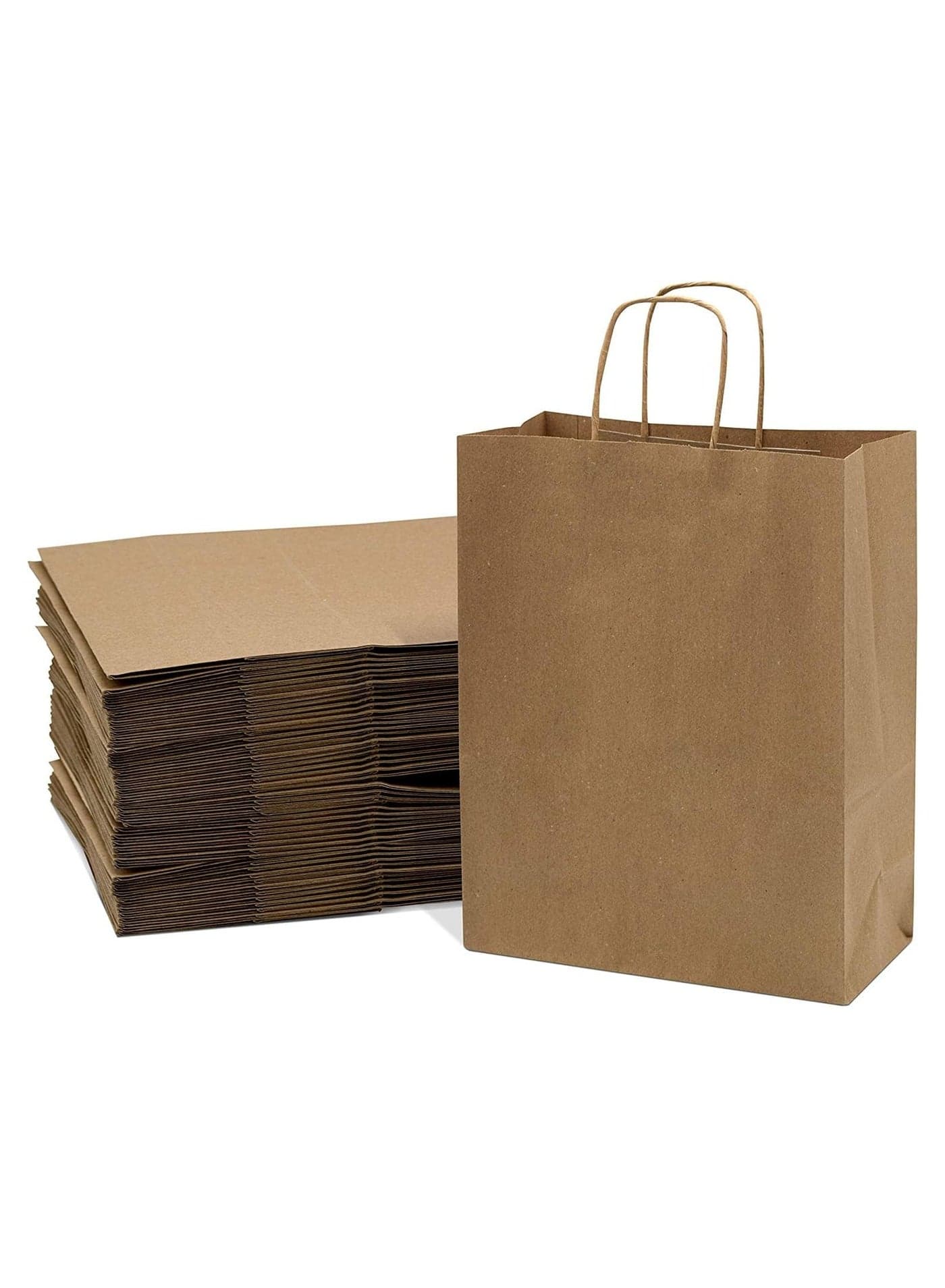 Brown Paper bags with handles 33 x 26 x 12 cm Large Kraft Gift bags for Birthday Party Supplies, Weddings, Shopping, Presents (12 Bags)