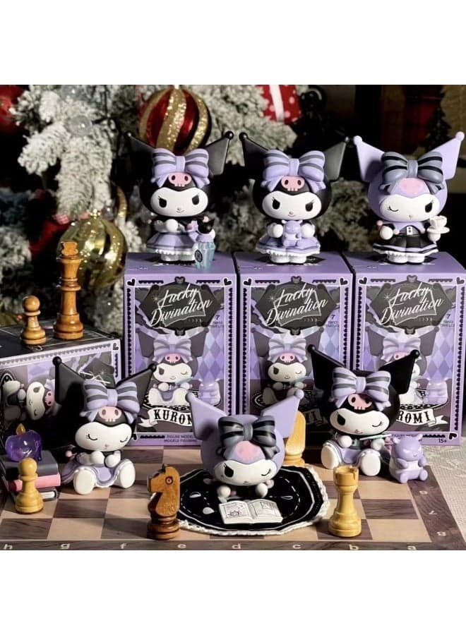 Cute Cartoon Sanrio Kuromi Mini Figurin Kawaii Collectible Action Figure Set with Display Base Desk Decor Gift for Kids and Collectors