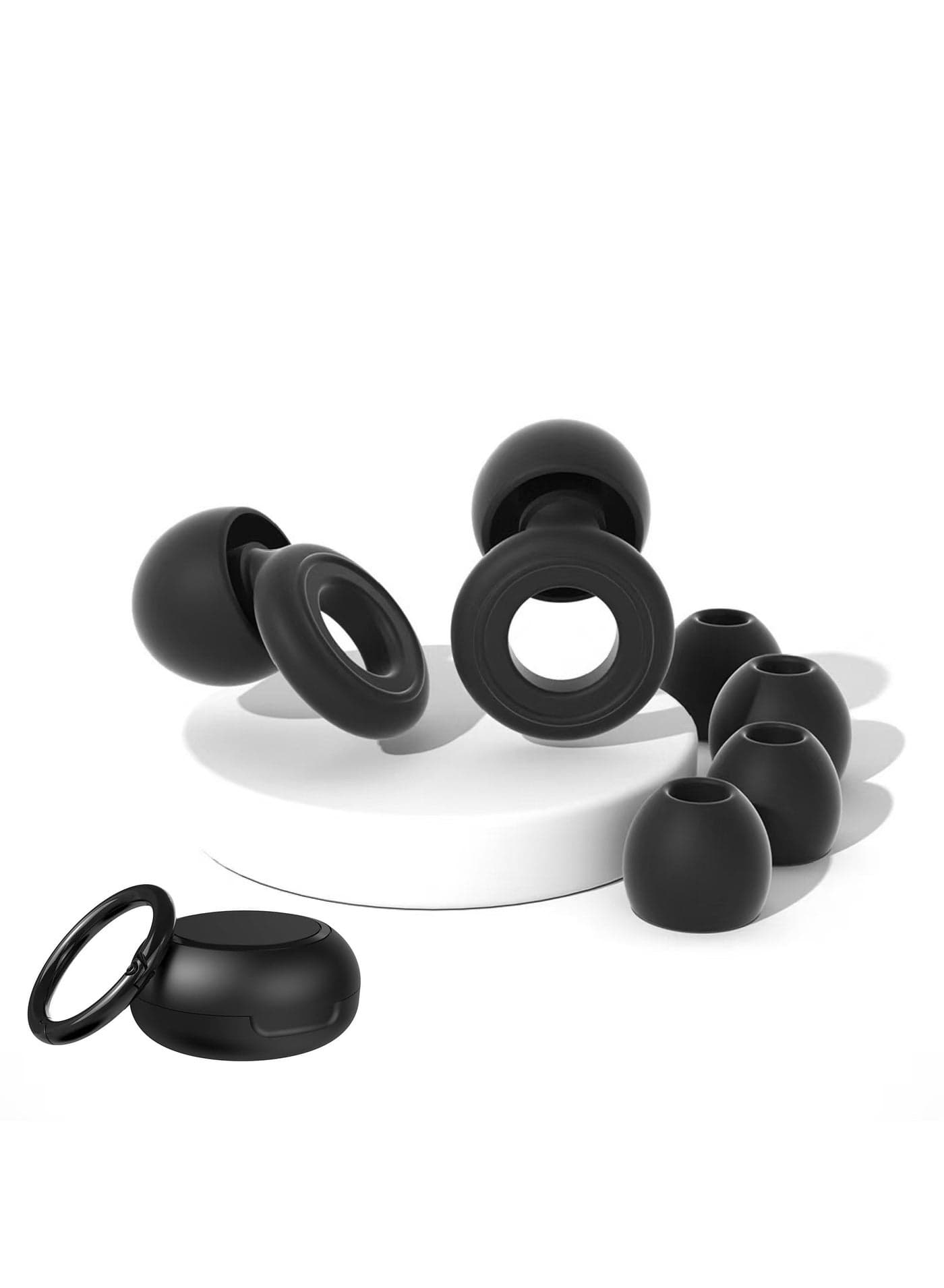 Ear Plugs for Sleeping, 2 Pairs of Reusable Earplugs for Noise Reduction 25dB-30dB with 8 Ear Tips, Soft Hearing Protection Ear Plugs for Concert,Noise Sensitivity, Study & Work, Black