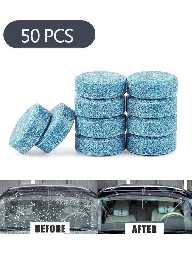 50-Piece Car Windshield Washer Tablets, Car Glass Wiper Fluid Concentrated Clean Tablets, Remove Glass Stains