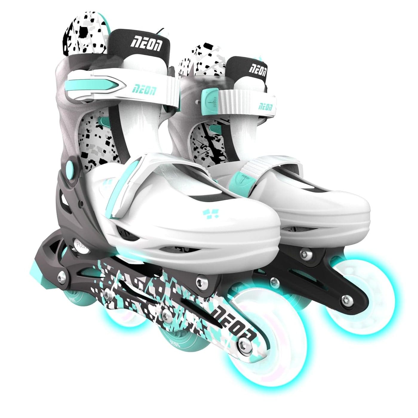 Neon Combo Cyber Skates Grey/Teal with Adjustable Fit, Supportive Boot Design and Smooth Rolling Performance | NT30E4