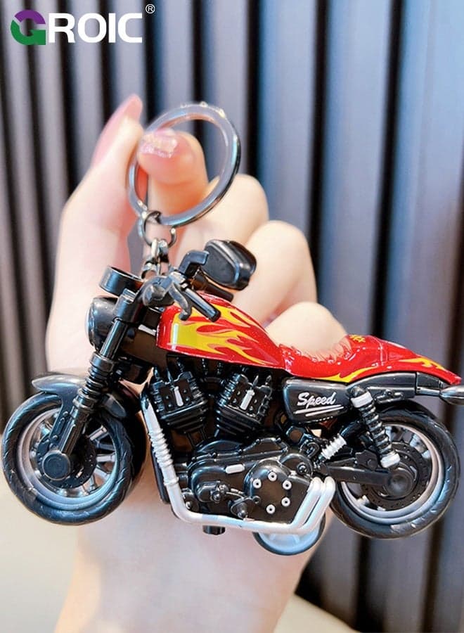 Motorcycle Keychain motorcycle Key Chain Decoration Keychain 3D Motorbike Sportbike Street Bike Ring - Red