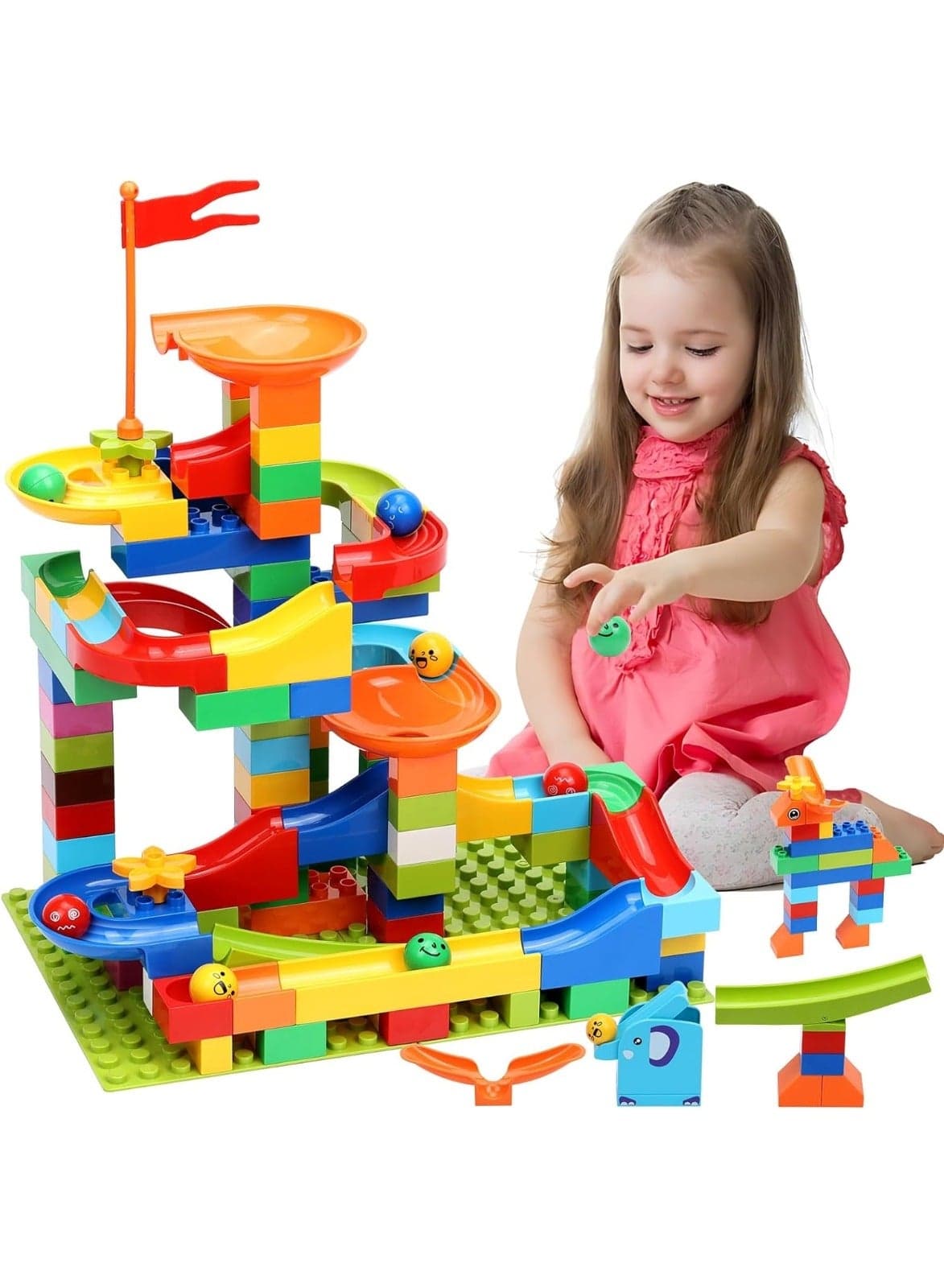 Marble Run Building for Kids: STEM Building Blocks Set Compatible Classic Blocks - Educational Toys for Kids Home School - Birthday Gift for Boys Girls