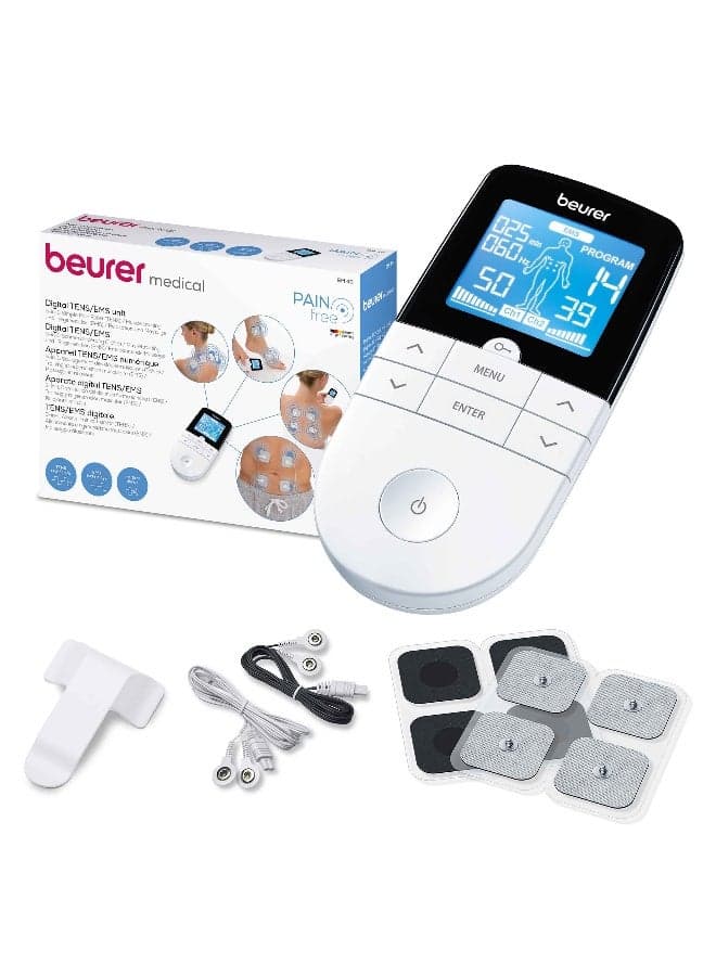 EM49 PainFree Digital TENS and EMS Machine Drug-free natural pain relief 3-in-1 pain relief, rehabilitation and massage 70 training programmes 2 channels 4 self-adhesive electrodes