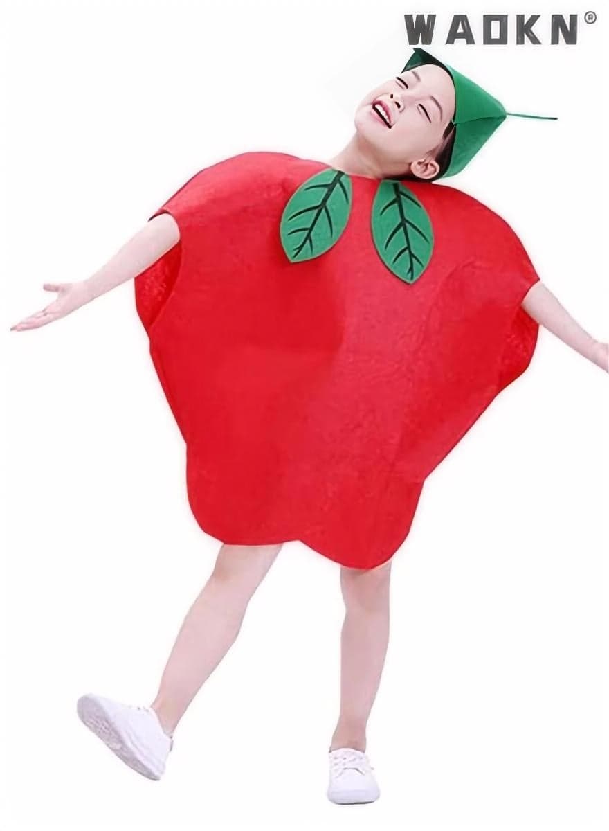 Children's Apple Clothing, Kids Fruits Vegetables, Nature Costumes Suits And Hat Fancy Dress Party Boys And Girls Fruits Costume Suit with Hat Kids Cosplay Costume Makeup
