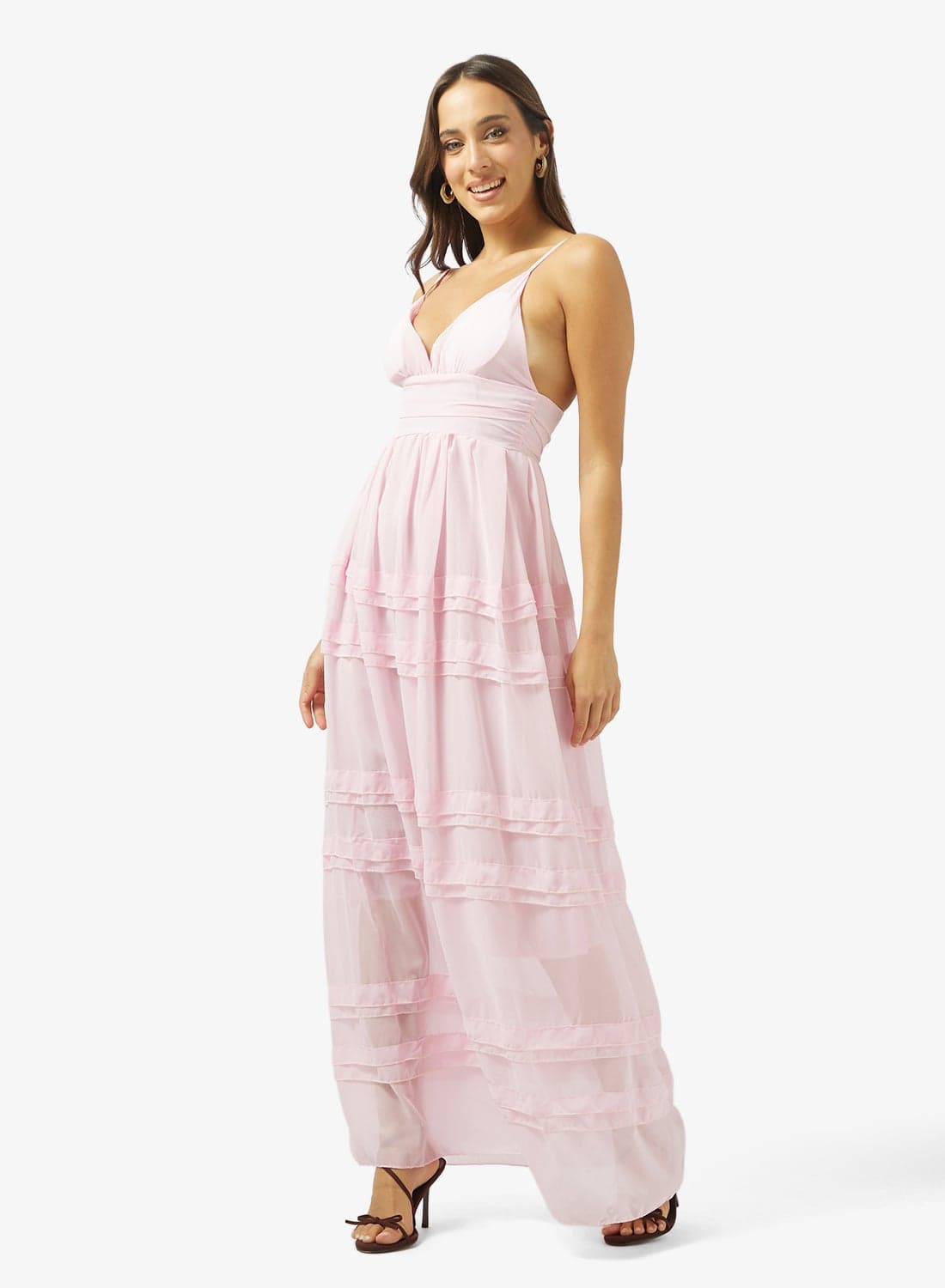 Plunge Neck Tiered Baby Ruffle Dress