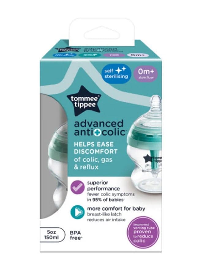 Pack Of 1 Advanced Closer To Nature Anti Colic Feeding Bottle 0 Months+ 150 ml Clear - Packaging May Vary , Assorted
