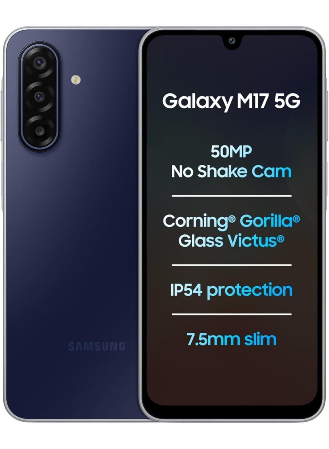 Galaxy M17 5G (Sapphire Black, 6GB RAM, 128GB Storage)| Circle to Search| Gemini Live| 50MP OIS Triple Camera| IP54 Rating| Gorilla Glass Victus| AI| 6 Gen of OS Upgrades| Without Charger -Indian Version