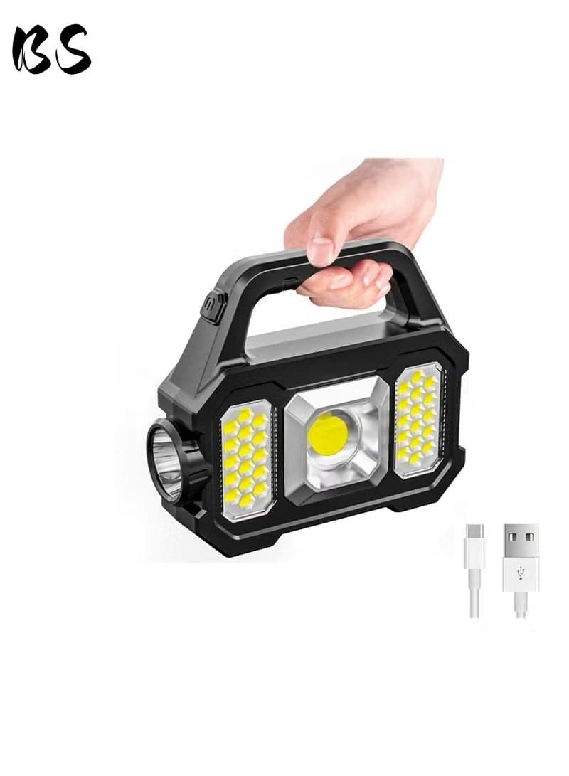 Emergency Supplies | Emergency lights|Solar-powered handheld flashlight | Multifunctional LED spotlight | USB rechargeable | 6 lighting modes | Waterproof design | Lightweight and portable | Ideal for outdoor camping or emergencies