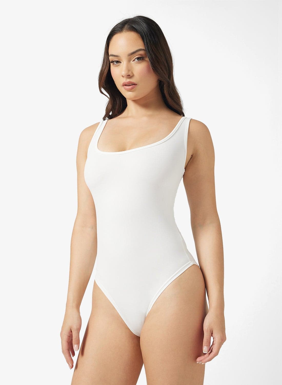 Sleeveless Square Neck Polyamide Bodysuit