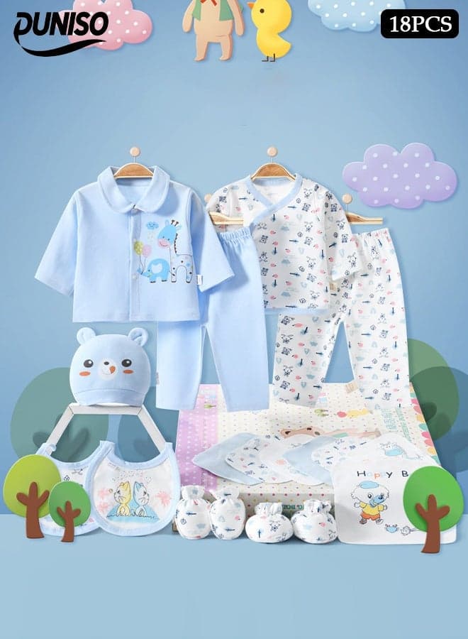 18 Pcs Newborn Baby Gifts Set,Newborn Layette Gift Set, Baby Clothes Accessories Set, Comfortable and Breathable,Available in All Seasons, Suitable for Babies Up to 59cm in Height