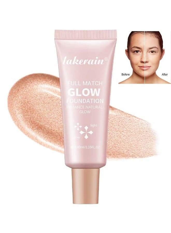Full Match Glow Foundation, Enhance Foundation Natural Glow, Professional Coverage for a Flawless Look ,#02 Light (40ml )