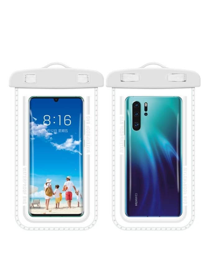 2Pcs Waterproof Phone Case Touch Screen ,Universal Swimming Dry Bag, Underwater Phone Protector Pouch Pv Cover For Phone Fit for up to7.2 inch,Versatile Phone Bag for Travel & Swimming(DDD7-2 white)
