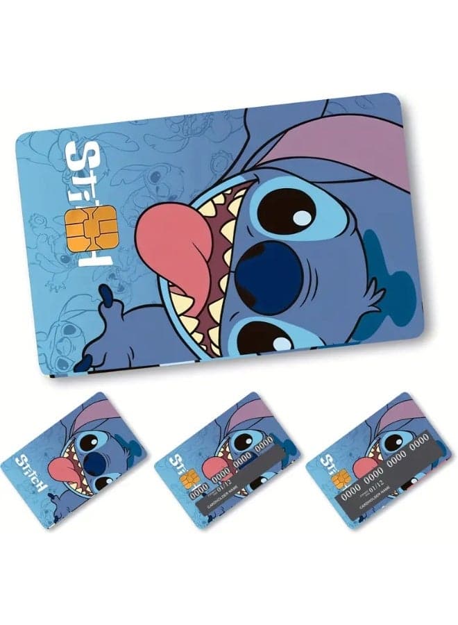 1 Set of 4 pcs Credit Card Decorative Stickers - Lilo & Stitch Card Skin for Credit, Debit Card Stickers, Transportation Card, ATM Available, Removable, Waterproof, Slim, No Bubble, Digital-Printed for Small Chip Cards, Best birthday gift for Kids, Girls Boys and Teens Adults Card
