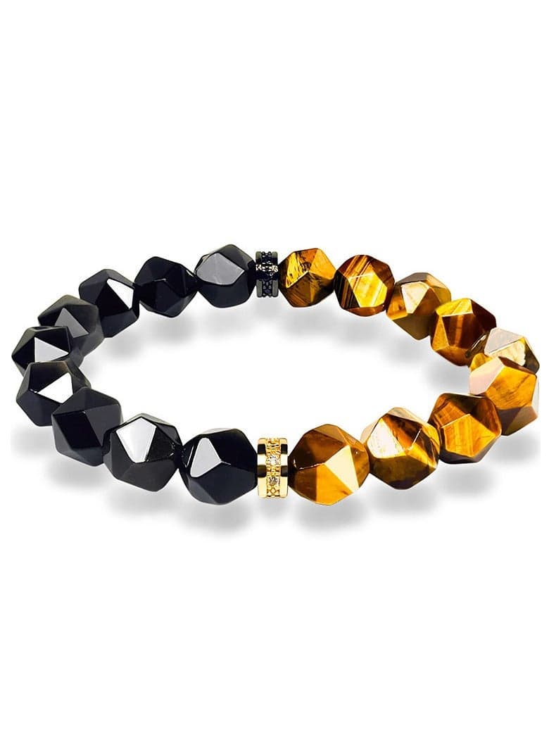 Tiger Eye Stone Black Obsidian Bracelet, Hand Chain, Beaded Bracelets for Men, Men Jewelry, Blessing Bracelet, Bringing Good Luck, Health, Courage and Strength, Gifts for Men and Women