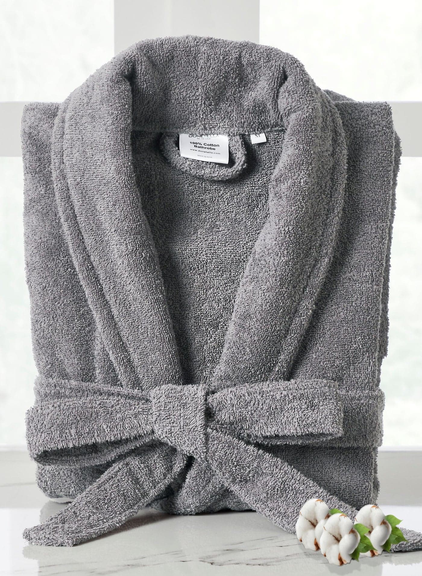 Unisex 100% Cotton Terry Bathrobe Large & Extra Large Size, 400 GSM, Luxurious & Absorbent, Ankle-Length with Shawl Collar & Pockets
