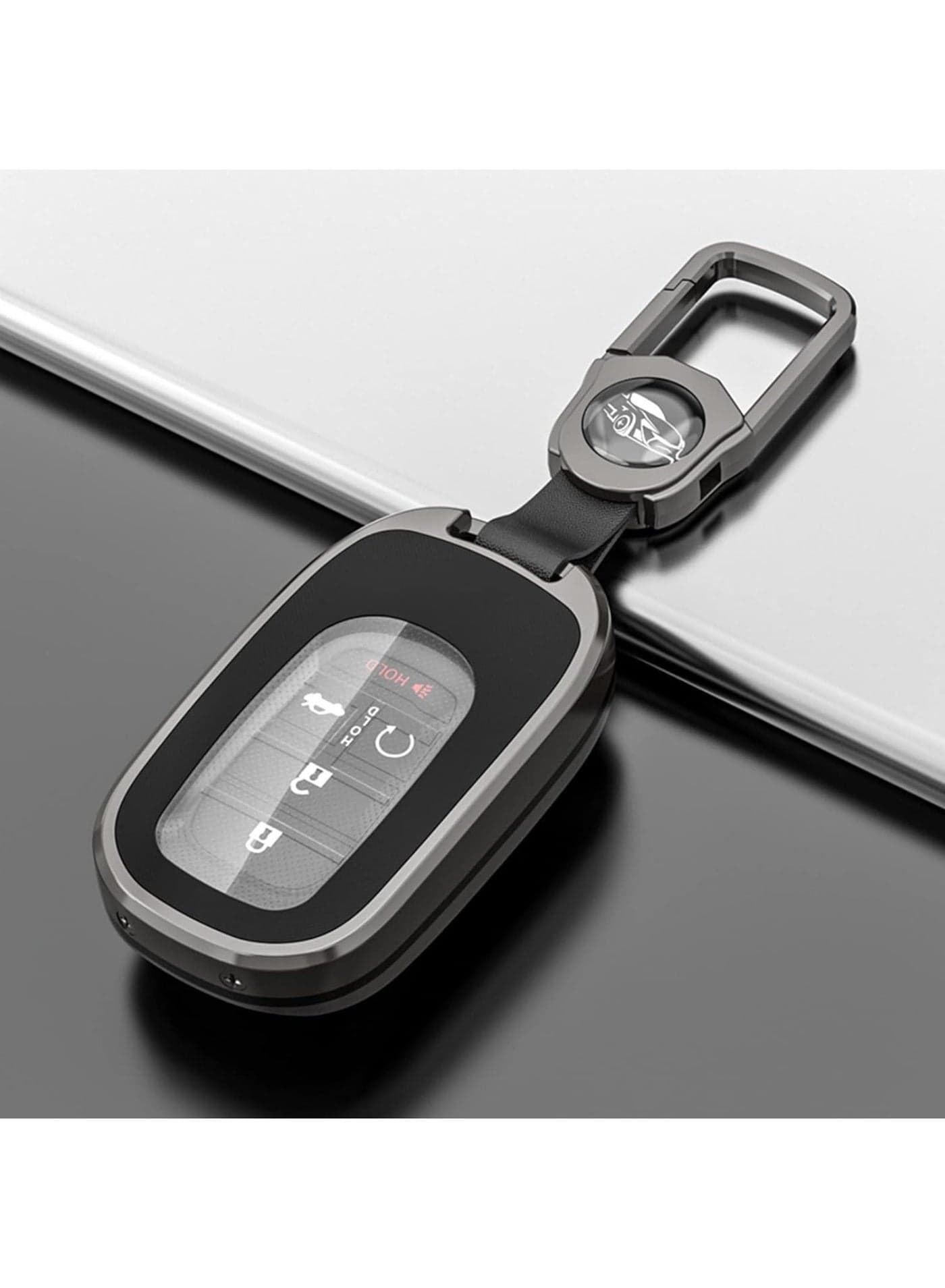 for Honda Key Fob Cover Honda Accessories TPU Zinc Alloy Key Fob Case for 2022 2023 Honda Accord Civic HR V CR V Pilot Sport SI EX EX L Touring Smart Key Black