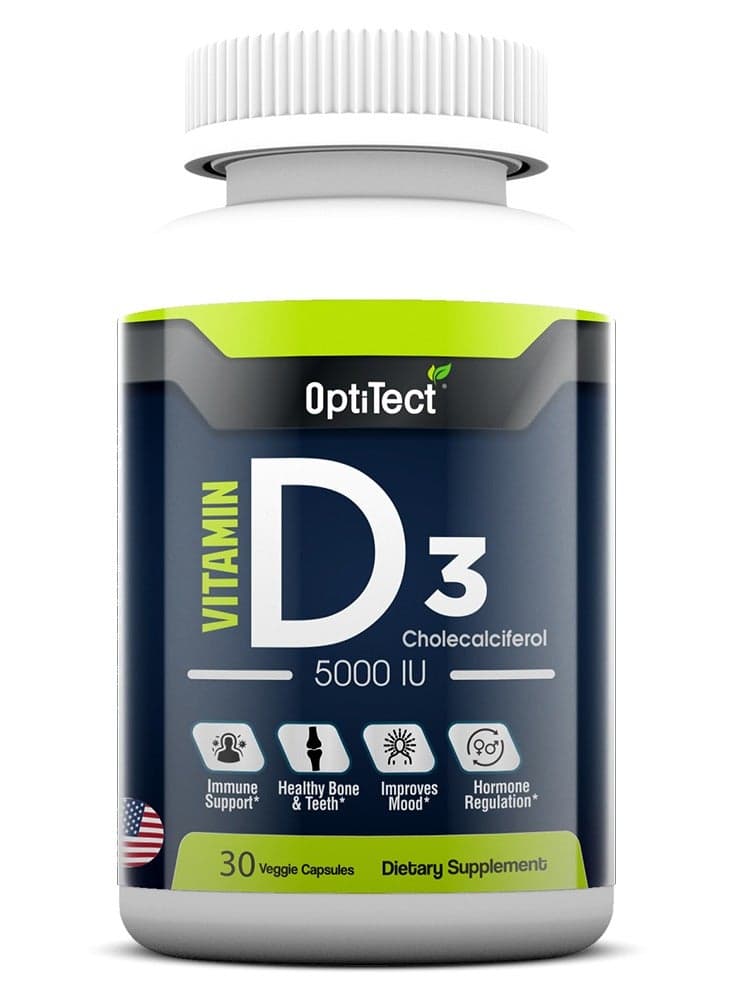 Vitmain D3 Immune Support Health Bone And Teeth Improves Mood Hormone Regulation 30 Veggie Capsules 5000 Iu