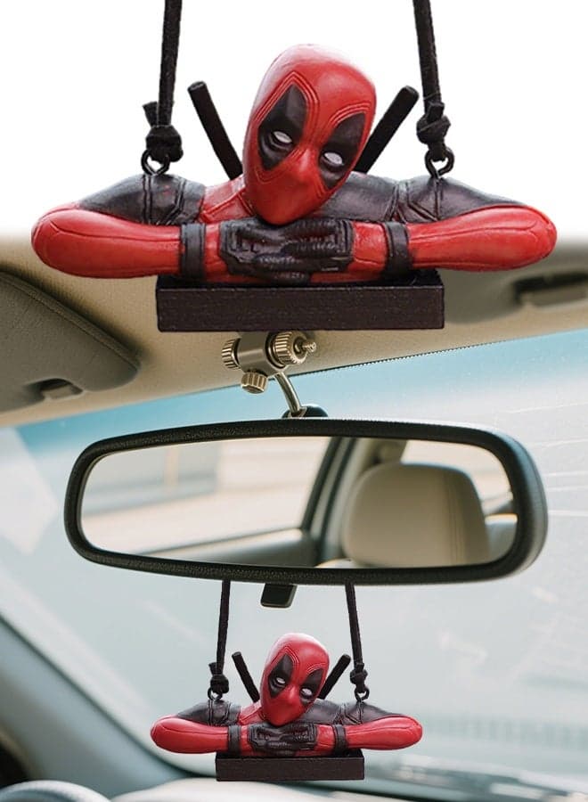 Little Deadpool Car Decoration Accessories Car Mirror Suspension Accessories Car Mirror Suspension Accessories Personalized Car Rear View Mirror Pendant for Car Interior Decoration