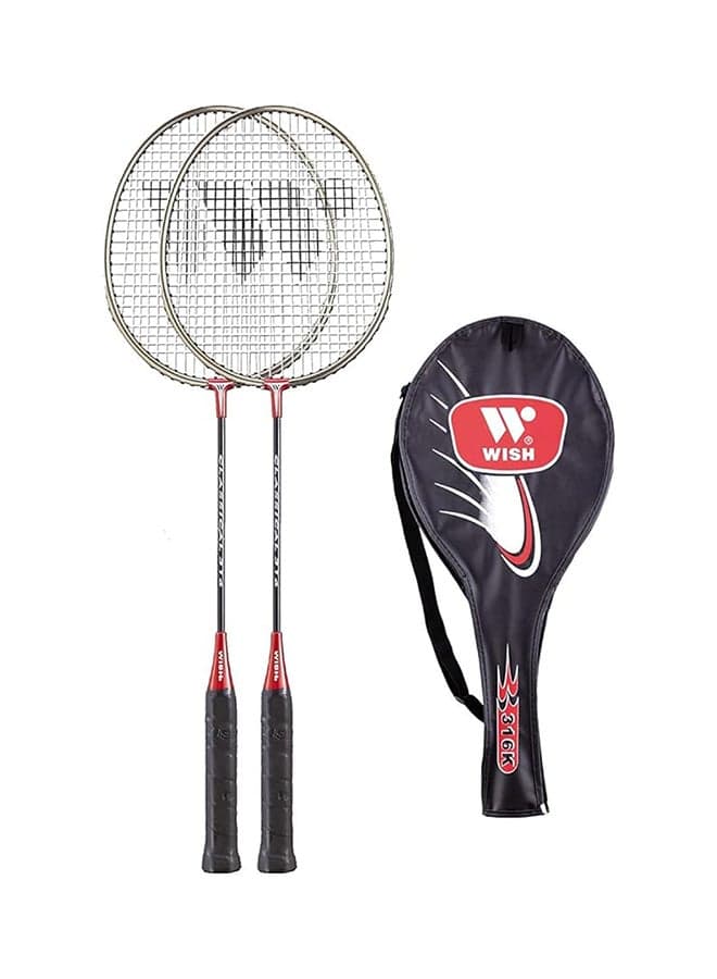 WISH Badminton Racket PRO-316K – 2 Pieces with Full Cover | Lightweight Steel & Aluminum Badminton Racket Set