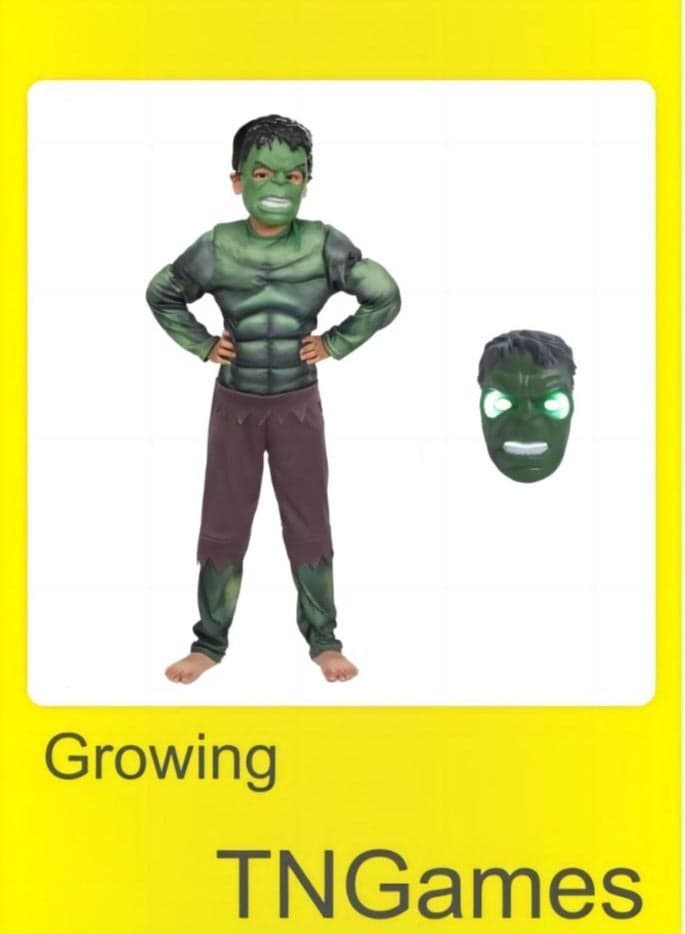 【Halloween Must-Have】Kids' Hulk Muscle Costume Set – Muscle Suit + Mask, Avengers-Themed Halloween Party Cosplay Outfit Product Highlights Size:M
