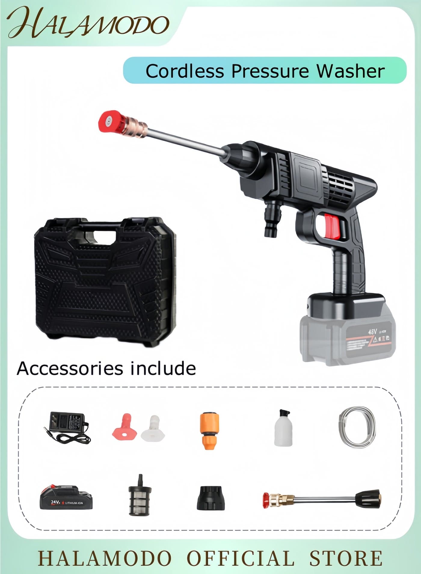 Cordless Pressure Washer Portable Power Washer Handheld High-Pressure Car Washer for Home & Floor,1*Battery & Charger Included