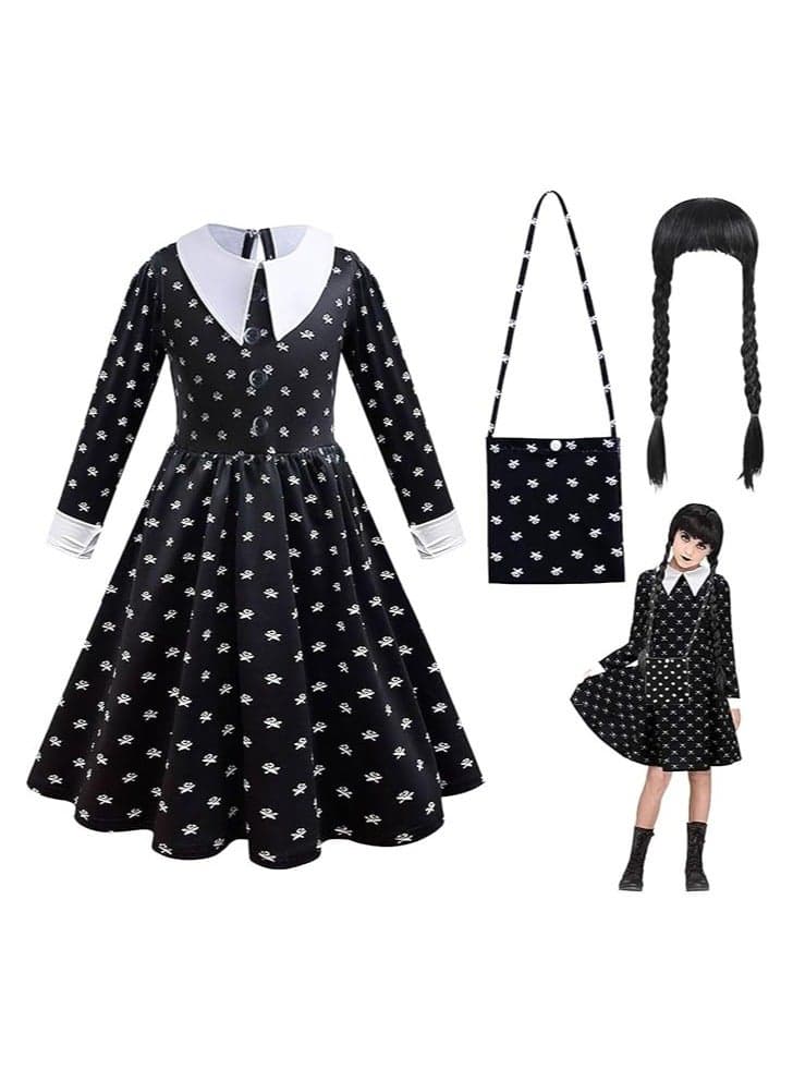Home Smart Girls Black Costume Dress with Accessories Cosplay Girls Dress Up Party Favor or Special Occasion