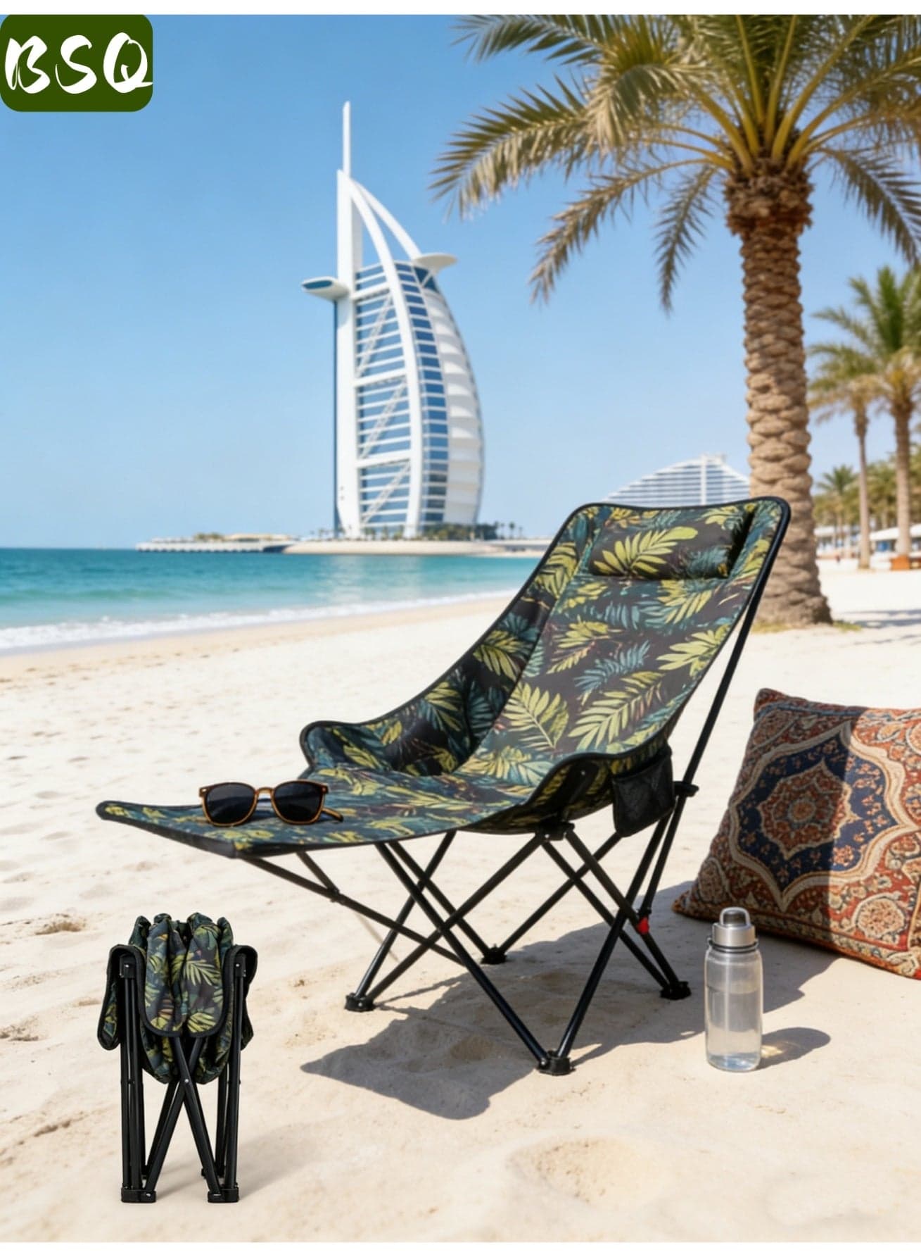 Outdoor portable camping chair | reclining chair | three-position adjustable angle | lightweight folding camping chair, 200 kg load capacity, high-back padded beach chair with armrests and portable carrying case, Ideal for Office Naps, Fishing, Patio, Camping, Movie Nights, and Sports Viewing.