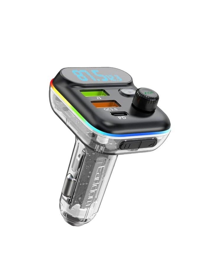 "EARLDOM M80 Bluetooth USB 3.0 and Type-C PD Fast Charge FM Transmitter Black"