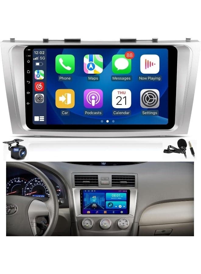 Android Car Stereo Screen For Toyota Camry 2007-2011 9 Inch Head Unit Car Stereo with HD Touch Screen, Wireless CarPlay, Android Auto, GPS, WiFi,Camera, Bluetooth Fast Interface (8+128GB Carplay)