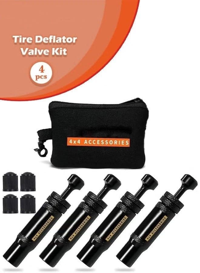 Adjustable Auto-Stop Tire Deflator Valve Kit, 10-30 PSI, Screw-on Tire Air Down Tool for Off-road 4x4 Vehicles, Compatible with Jeep, Car, Motorcycle