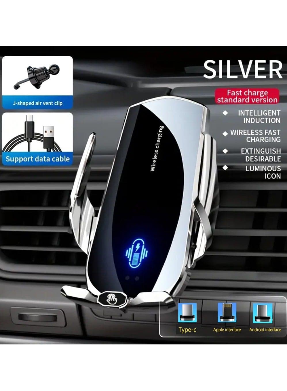 Mobile Holder For Car,Auto Open/Close Car Phone Holder For Air Vent Car Mobile Holder With Hook Shape Clip Not Block Air Vent Phone Holder Car Fit Big Phone iPhone 15 16 Series,Samsung S25 S24 S23,Xiaomi