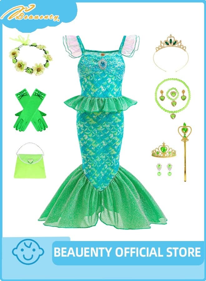 Mermaid Dress for Girls - Little Mermaid Costume for Girls with Matching