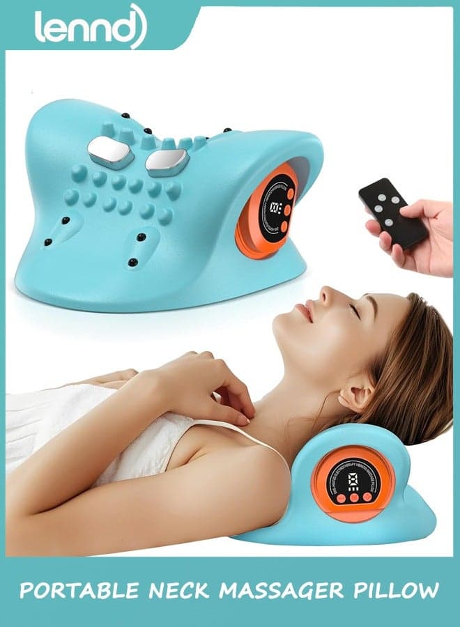 2025 Rechargeable Portable Neck Massager Pillow3-in-1 Shiatsu Neck & Back Massager with Remote Control - Heat/Vibration/Deep Tissue Modes, Portable for Car/Office/Home, USB-C Rechargeable 