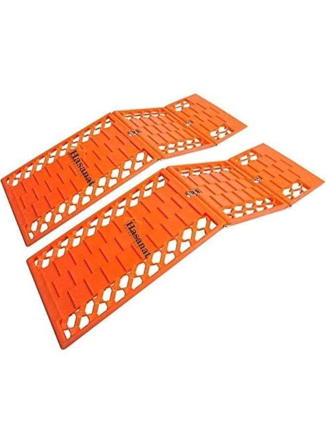 Essentials 2 PCs 60cm x 18cm Anti-Skid Desert Sand Recovery Tracks Self Help Traction Aid Mat Tow Tracks Tyre Pulling Grip Foldable Car SUV 4X4 Escape Recovery Mat