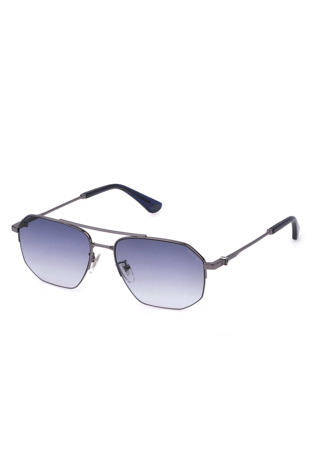 Police Geometric Half-Rim Sunglasses FORCE 6 SPLN39M Ruthenium Frame, blue gradient Lenses