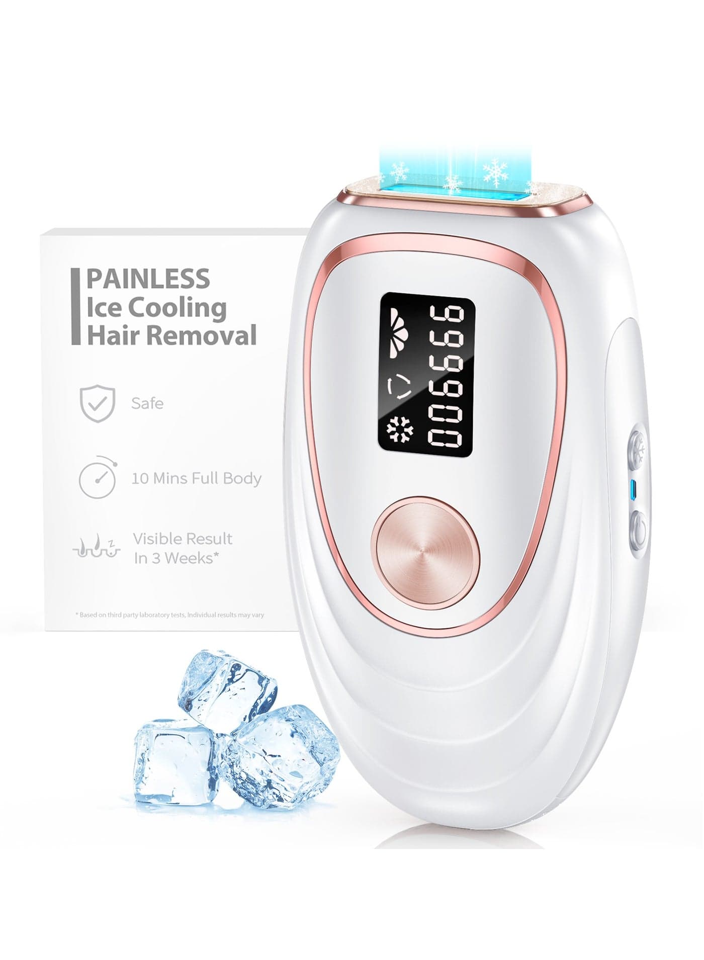 Laser Hair Removal Device Ice Cooling Function for Painless IPL Hair Removal with 999900 Flashes Auto and Manual Mode