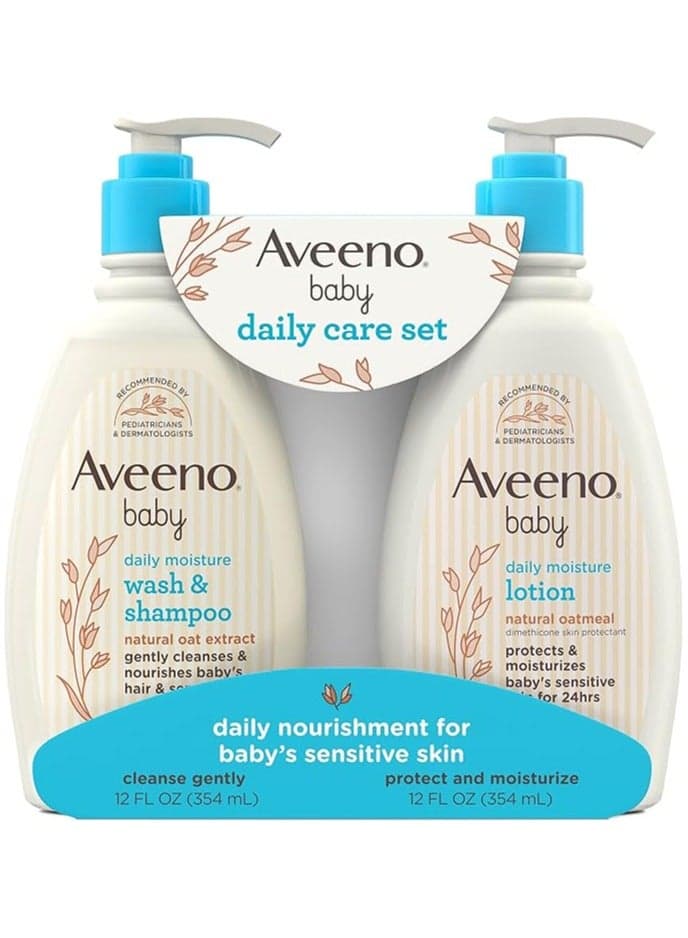 AVEENO BABY Daily Care Set, Baby Wash &Shampoo and Daily Moisture Lotion 12 FL OZ. (354ml)