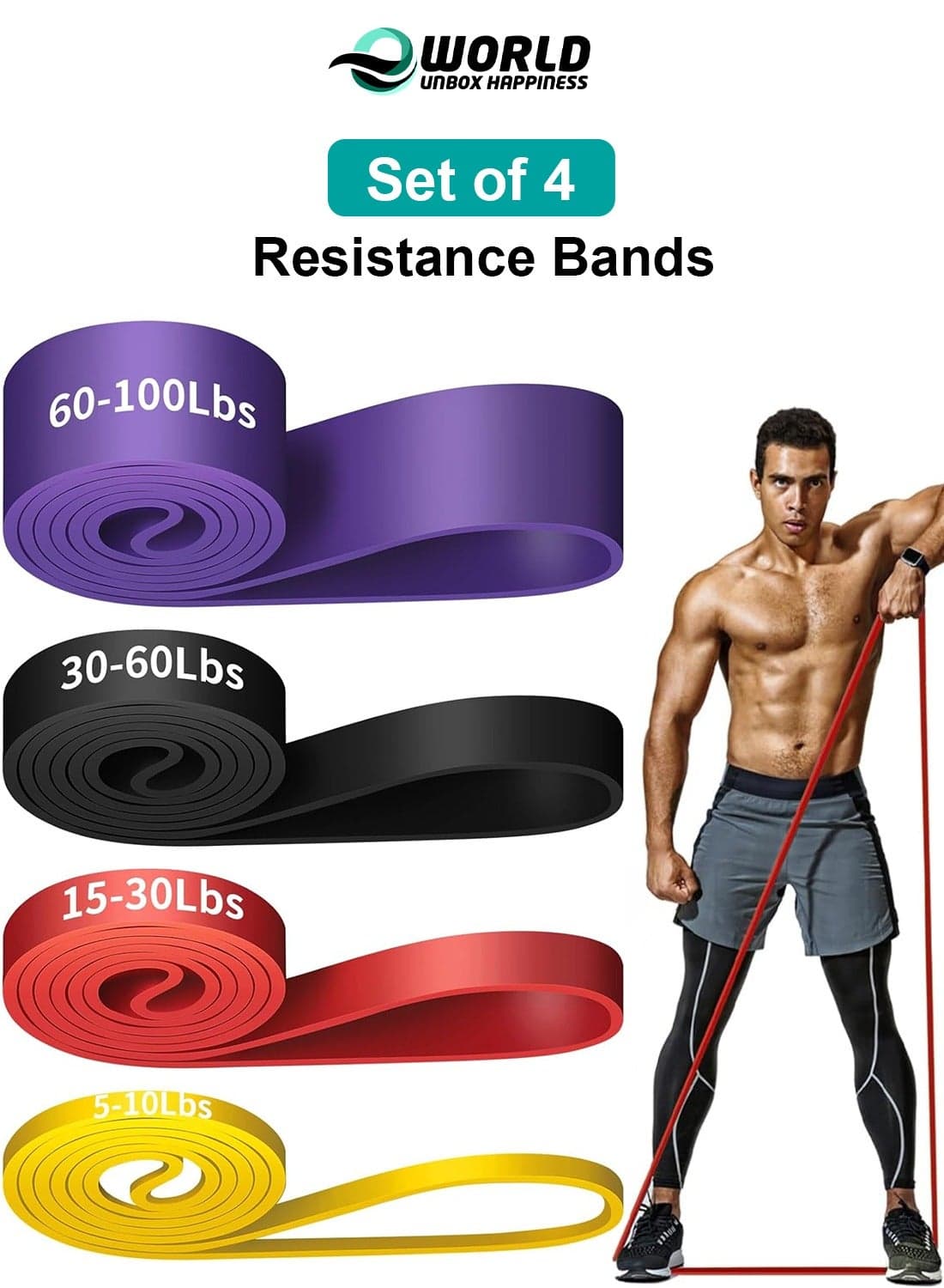 Pack of 4 Resistance Bands Set for Workout and Pull Up Assistance | Exercise Bands for Strength Training, Physical Therapy, and Body Shaping | For Home, Gym, and Travel